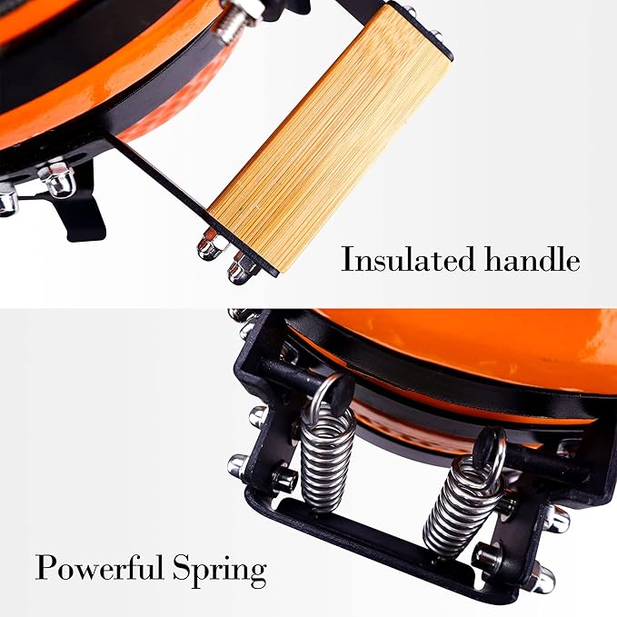 London Sunshine Ceramic Charcoal BBQ Kamado Grill Smoker - Portable Tabletop Cadet Series -Orange