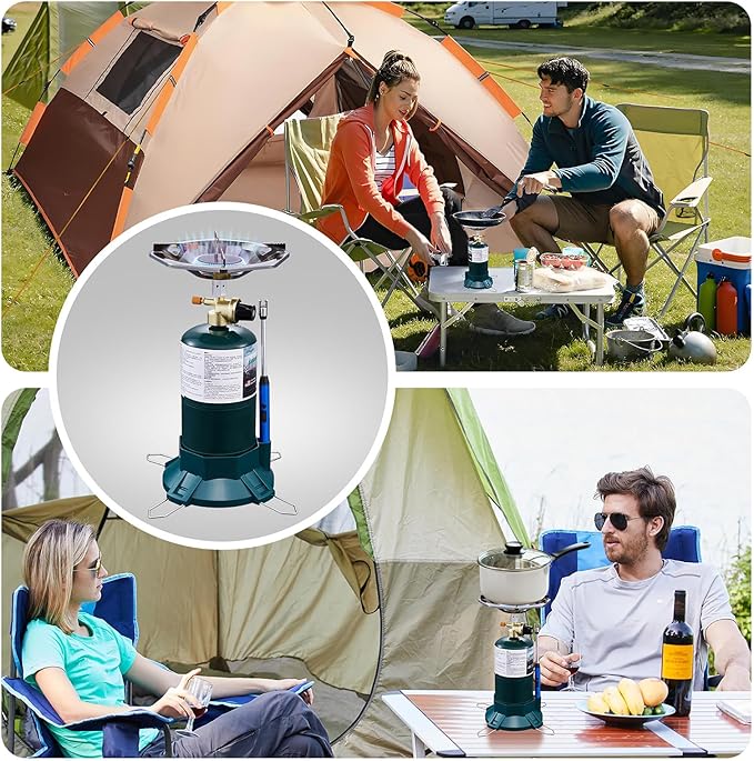 Propane Camping Stove With Propane Burner, Single Burner Bottle Top Propane Stove Adjustable Flame for Backpacking,Hiking,Camping,Tank Top Stove With USB Cable (Fuel not included)