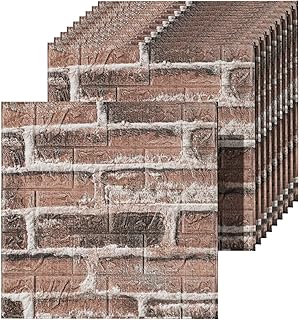 20 PCS 3D Wall Panels Peel and Stick Faux Foam 11.8"*11.8" Red Brick Color Brick Wallpaper for Walls 3D Wall Tiles Faux Brick Paneling Self-Adhesive Wallpaper for DIY Interior Wall Decor
