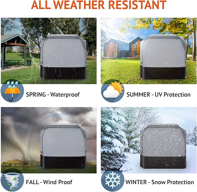 Heavy Duty Grill Cover 56 Inch, 600D Oxford Water Resistant UV & Fade Resistant BBQ Cover for Weber Char-Broil Dyna Glo Nexgrill Charcoal Gas Grill (56”W x 25”D x 45”H, Gray/Black)