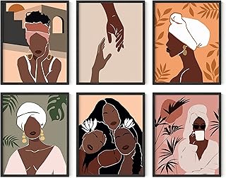 HAUS AND HUES Black Woman Wall Art – Set of 6 Black Girl Magic Prints, Women of Color Fashion Art, African American Wall Decor (Black Frame, 8x10)