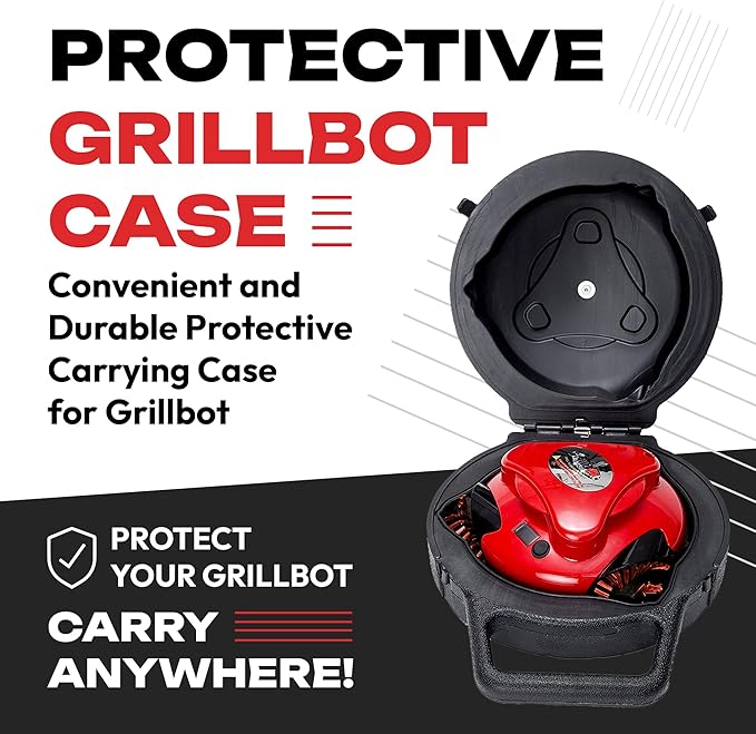 Grillbot Automatic Grill Cleaning Robot with Nylon Brushes, BBQ Grill Cleaner, Grill Brush, Grill Scraper, BBQ Accessories (Red, Grillbot and Case)