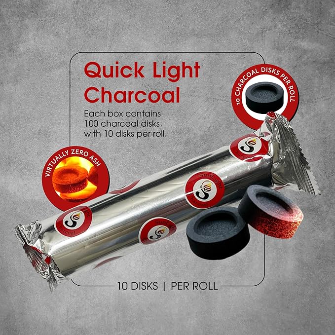 Sunlight® Charcoal Tablets for Incense– Quick Light Charcoal Tablets – Charcoal Disk Lights – 33 mm Resin Burner Rolls – – Charcoal Burner - Instant Fire Coal Tablet (100 Count (Pack of 4))