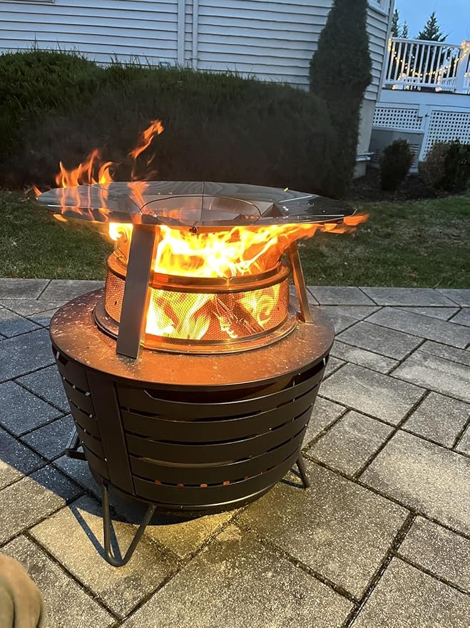 Heat Deflector for Solo Stove Bonfire 19.5", 304 Stainless Steel Portable Heat Diffuser with Handle&Leg Accessory for Bonfire Fire Pit Captures/Redirects Warmth for Solo Stove Accessories
