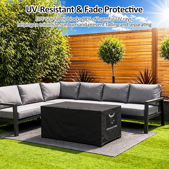 Fire Pit Cover Rectangle Super Waterproof 56" L x 38" W x 22" H, UPF 50+ Outdoor Fire Pit Table Cover 600D Strong Tear Resistant and Fading Resistant for Rectangular Fire Pit - Black