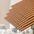 3D Slat Acoustic Wall Panels with Wood Finish Accent, 4 Pack Sound Absorbing Paneling for Studio, Office, Living Room, Bedroom Interior Decor (Natural Walnut, 48''L x 24''W)