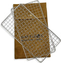 BattlBox Bushcraft Grill Stainless Steel Campfire Cooking Grate (2-Pack) Portable Camping Grate for Fire Cooking BBQ - Canvas Carrying Bag - Welded Mesh Grill Grate - Backpacking, Camping, Hiking