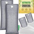 Activated Charcoal Odor Absorber for Strong Odor, Basement, Cars, Closets, Smoke, Home. 2 Pack Bamboo Charcoal Air Purifying Bags Deodorizer Odor Eliminator for Shoes