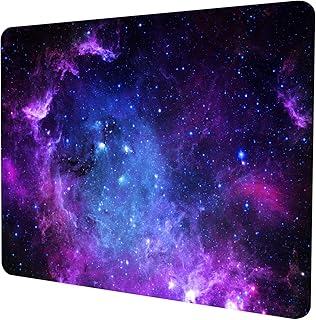 Galaxy Mouse Pad - Purple Nebula Design, Non-Slip Rubber Base, Washable Desk Mat, 9.5 x 7.9 in Small Gaming Mousepad