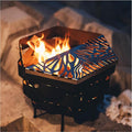 Fire Pit, Halo Fire Place Outdoor Portable Wood Fire Pits Includes A Grill, A Bag, Hexagonal Fireplace for Patio Camping Gift (Hot-Rolled Steel Firepit with a Grill, Medium)