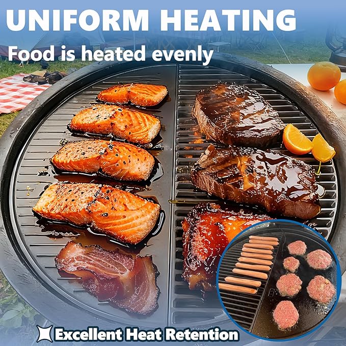 SafBbcue 24" Kamado Cooking Grate Griddle for 24 Inch Kamado Grill Replacment Parts Joe Big Joe Pro Joe Charcoal Grills BJ24RHC Big Joe II, for Kamado E6/S6 Joe Big Joe I, II III Grills