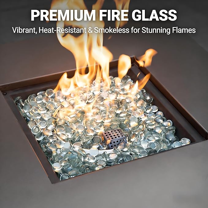 Mr. Fireglass 10 Pound Fire Glass Beads, 1/2" Reflective Round Fire Glass Drops for Fireplace Fire Pit & Lanscaping, High Luster Crystal Ice