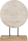 Housewarming Gifts Farmhouse Table Sculpture Home Decor Statue Mandala Carved for Modern Home 10" x 14", Living Room, Fireplace Mantel Shelf, Table and Entryway Decor Stand (Design 1)