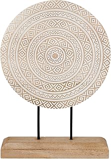 Housewarming Gifts Farmhouse Table Sculpture Home Decor Statue Mandala Carved for Modern Home 10" x 14", Living Room, Fireplace Mantel Shelf, Table and Entryway Decor Stand (Design 1)