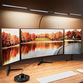 Desk Lamp Clamp Light 24W, Ultra Wide 4 Head Bars, 5 Color Modes Dimming, Multi-Screen Setup for Office, Architect, Black, Aluminum, Adapter Included