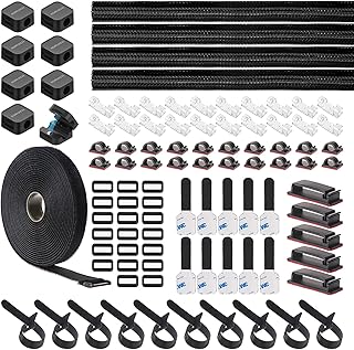 Cable Management Organizer Kit, Desk Cable Organizer, Cable Management Under Desk, Wire Management and Cord Organizer for Home, Office, Standing Desk