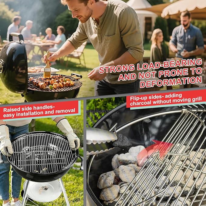 7436 Cooking Grate & 7441 Charcoal Grate Kit for Weber 22/22.5'' Kettle Charcoal Grill, 304 Stainless Steel Grill Grates for One-Touch, Master-Touch, Bar-B-Kettle, Performer, Series Grills Accessories