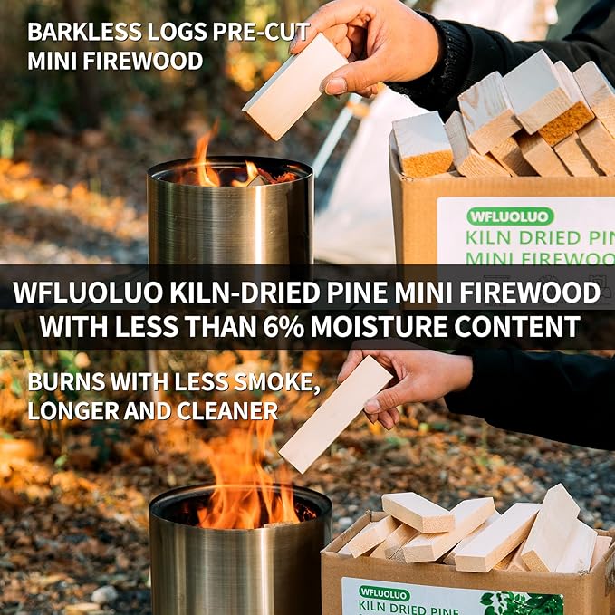 4" Lengths Mini Fire Sticks Wood,Pine Kiln Dried Firewood,Small Barkless Kindling Logs,Solo Stove Accessories Prefect for Solo Stove Mesa,Tabletop Fire Pit,Pizza Oven,4 Lbs