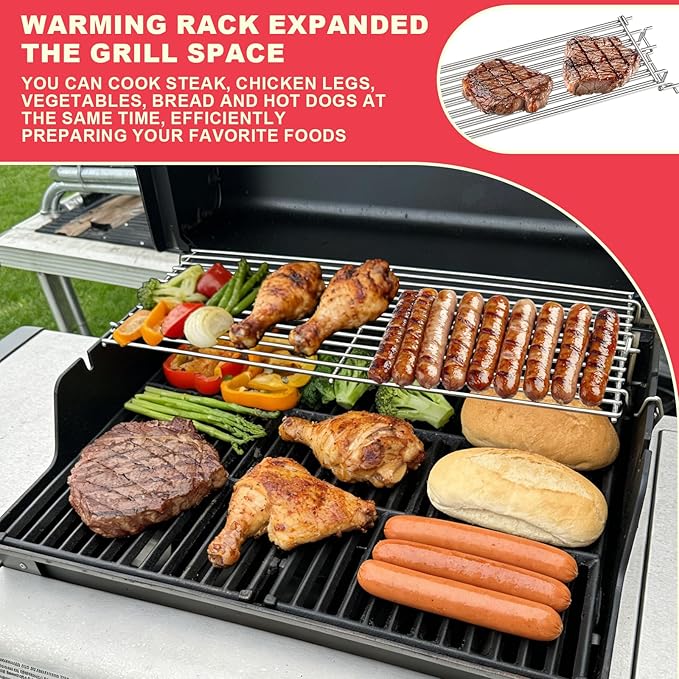67027 Top Grill Warming Rack for Weber GS4 Spirit I & II 300 Series E310, E320, E330, EP310, S310, S320, S330 Grills (2013-2017), Raised Hanging Rack for Webber Spirit II GS4 Part, Stainless Steel