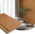 Gaahing 2 Pack Wood Finish Accent Wall Panels, 3D Slat Acoustic Paneling for Recording Studio, Office, Living Room Interior Decoration (Natural Walnut, 48"L x 24"W)