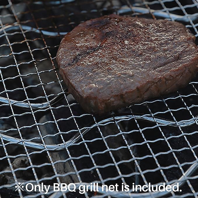 CAMPINGMOON Cooking Grid Campfire Grill Grid BBQ Replacement Grate 304 Stainless Steel Portable Handle (Silver 9.4 x 7.9)