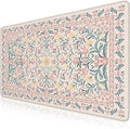 iCasso Pink Floral Desk Mat, Desk Pad, XXL Large Mouse Pad, Anti-Slip Big Mousepad with Stitched Edges, Computer Mouse Pads for Desktop Decor, Cute Office Desk Accessories for Women(Pink)