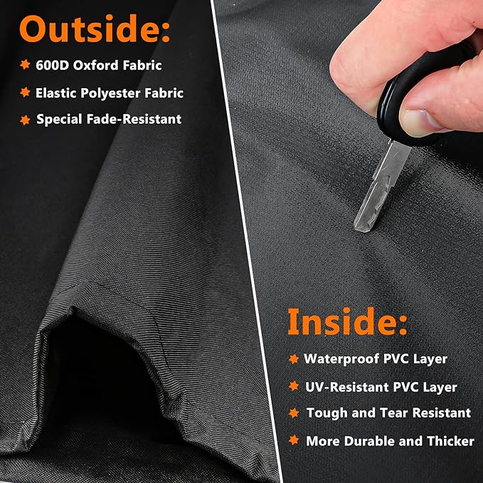Pellet Grill Cover for Camp Chef Smoker, Upgraded Full-Length Heavy Duty Waterproof Anti-UV Cover for Woodwind Pro 24 PG24SE PG2424SGB SmokePro DLX 24 PG24MZG PG24WWSB, for Camp Chef 24 with Sidekick