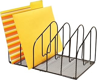 Deco Brothers File Sorter Organizer for Desk, 5 Sections, Black