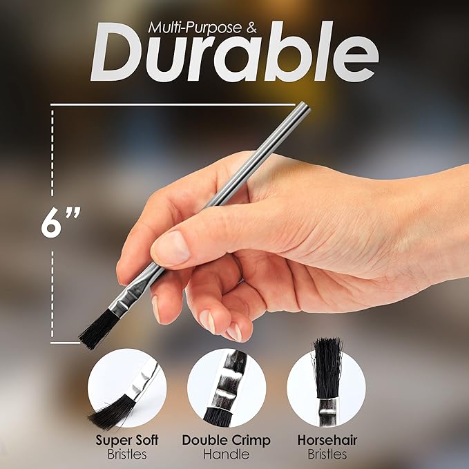 Acid Brushes - 144 Count 3/8 Inch Horsehair Acid Flux Brushes, Disposable Glue Brushes for Woodworking, Epoxy Brushes for Resin, Great for Crafting, Soldering, in The Home, and School, or Shop