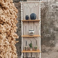 ELASAD Macrame Wall Hanging Plant Shelf, 3-Tier Macrame Shelves Boho Bathroom Shelf, Handmade Boho Floating Shelves for Plants and Decor