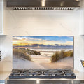 fzxwyishu Tempered Glass Backsplash for Kitchen,Stove Splashback Protector Beach Scenery Design | Heat-Resistant Splash Board, Kitchen Wall Decoration (Art Deco 1, 30"x16"(76.2x40.64cm))