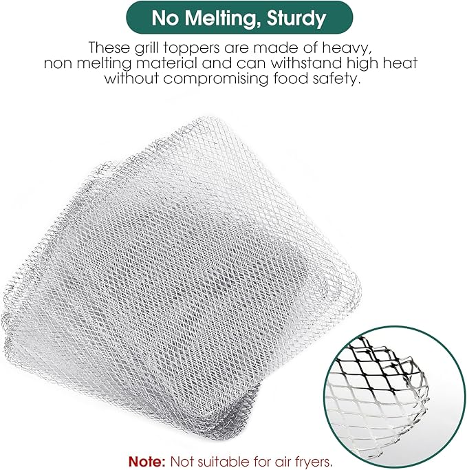 Grill Topper, Grill BBQ Disposable Grill Toppers, 10 Pack Grill Topper for Outdoor Grill Disposable Grilling Liners Prevent Food from Falling Through Grill Grates - 15.3x12 Inch