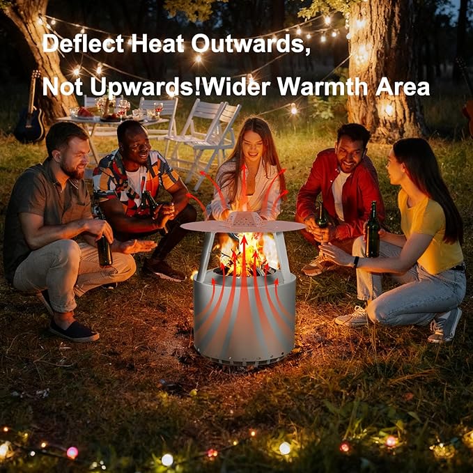 Heat Deflector for Solo Stove Bonfire 19.5", 304 Stainless Steel, Fire Pit Captures Warmth-Magnifies The Heat Radius with Carrying Handle & 3 Legs Accessory