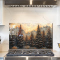 fzxwyishu Tree of Life,Tempered Glass Backsplash For Kitchen Behind Stove,Easy to Clean Kitchen Sink Cover Splash Guard, Home Kitchen Décor (brown, 30"x18"(76.2x45.72cm))