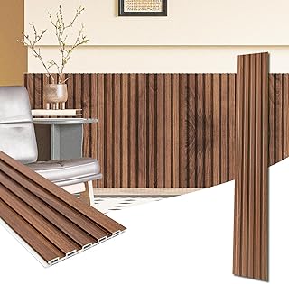 Art3d WPC Wainscoting Panels, 16-Pack 48 x 6 Inch 3D Wall Accents for Interior Wall Decor, Living Room, Bedroom, Teak