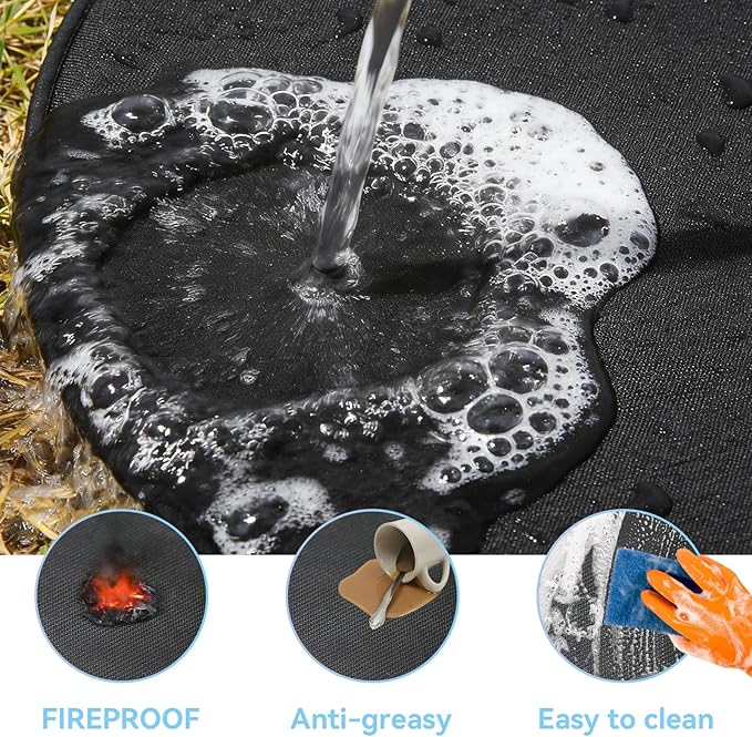 42 Inch Round Fire Pit Mat for Solo Stove Bonfire, Double Sided Fireproof Fire Pit Mat for Solo Stove Bonfire Accessories, Waterproof Oil-Proof for Patio Lawn Deck Outdoor Firepit Protection