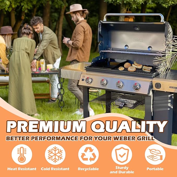 6498 Drip Pan Liners for Weber SmokeFire EX4/EX6/EPX6, Foil Grease Pan for Weber Genesis II 400 & 600, Summit 400/600 Series Grills, 6417 Grease Tray Liners for Weber 28''/36" Griddle, 15 pack