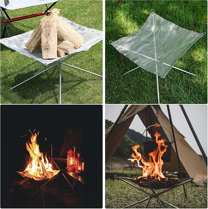 Portable Outdoor Fire Pit 22 Inch - New Upgraded Camping Fire Pit Collapsible Foldable Mesh Fire Pits Fireplace for Camping, Campfire, Patio, Backyard and Garden - Carrying Bag Included