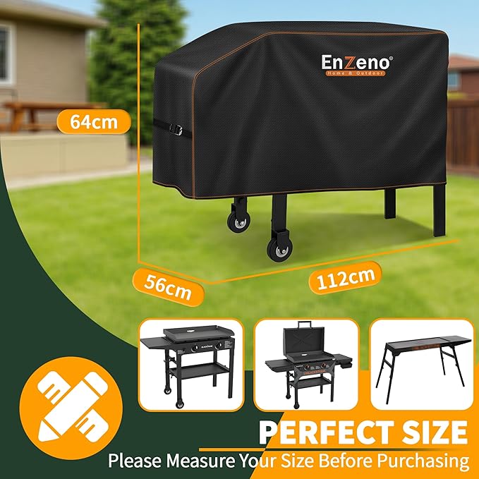 Enzeno Grill Cover for Blackstone 22”and 28”Single Shelf Griddle Cover，Griddle Accessories Grill Cover for Outdoor Grill Waterproof and Windproof 44x22x25inch Black