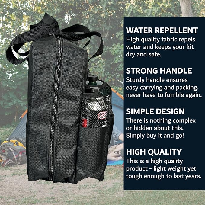 Chef Master Camp Stove Carry Bag - Multi-Pocket for Camp Stove & Butane/Propane Fuel Canisters - Fits Most Portable Gas Stoves - Rugged Camping Accessories - 90800