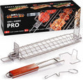 Grill Basket Set (1 Pack) – Adjustable Stainless Steel Grilling Baskets with Rotating Handle – Fish, Vegetable & Meat Grill Basket for Charcoal & Gas BBQ – Gift for Men & Dad