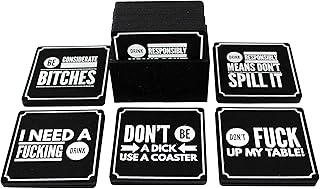 Summit One Funny Coasters for Drinks, Set of 10 (4 x 4 Inch, 5mm Thick) - Bar Accessories for The Home Bar Set, Absorbent Felt Drink Coasters - Man Cave Accessories