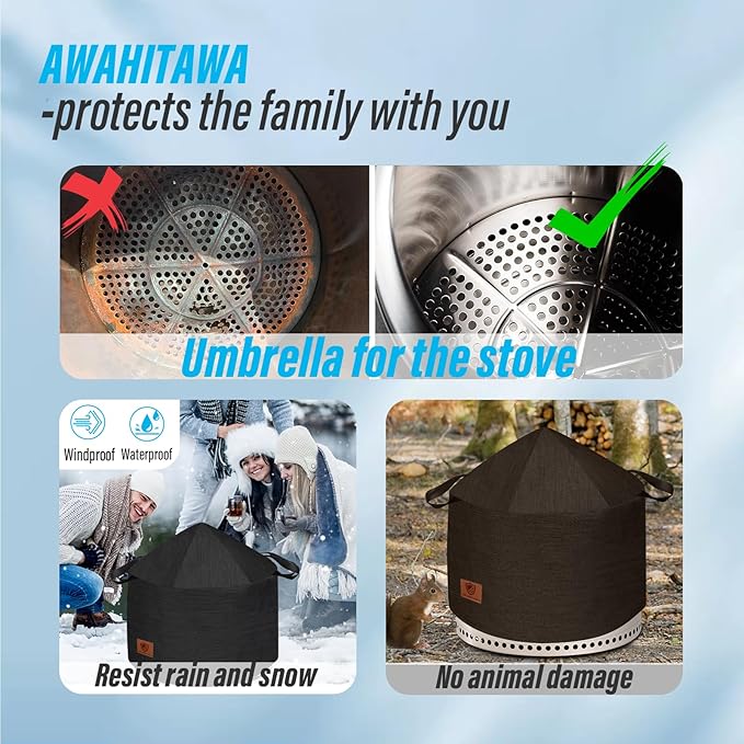 Fire Pit Cover for Solo Stove Yukon Cover with Umbrella Structure Top, Waterproof Solo Stove Shield Accessories, Firepit Covers Round Outdoor 29x18.5 inch