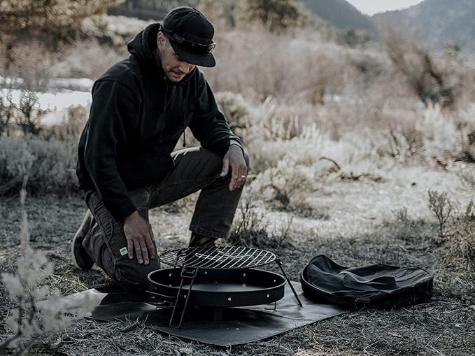 Barebones Cowboy Grill Charcoal Tray - Outdoor Cooking and Camping - Perfect Fire Pit BBQ for the Backyard or Campground Grill - Fireplace Outdoor Cooking