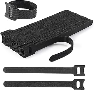 Nettbe Reusable Cable Ties, 60 PCS 8 Inches Adjustable Cord Straps Wire Organizer Cord Wrap and Hook Loop Cable Management