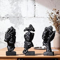 3 Pcs Thinker Statue, Silence is Black Abstract Art Figurine, Modern Home Resin Decorative Objects Decor for Home Office Bookshelf Desktop,No Hear No See No Speak Knick Knacks