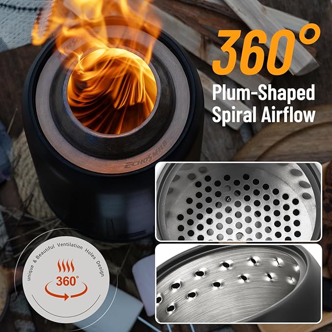 9 Inch Portable Tabletop Fire Pit, Small Smokeless Fire Pit for Table, Stainless Steel Table Firepit with Stand, Indoor & Outdoor, Wood or Pellet Fueled Bonfire