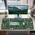 iCasso Desk Mat, Big Desk Pad, XXL Extended Gaming Mouse Pad, Large Mouse Pad for Desk Rubber Base Mousepad with Stitched Edges, Keyboard Mouse Mat (Dark Green)