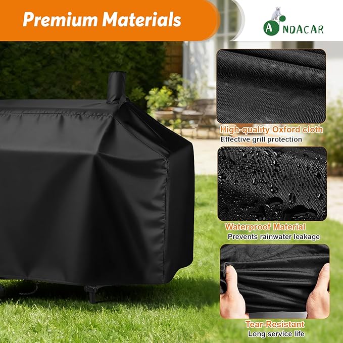 Charcoal Grill Cover for CC1830W 30-Inch Charcoal Grill, Smoker Grill Cover for CC1830SC 30-Inch Outdoor Grill Waterproof BBQ Grill Cover - 54" L×29" W×45" H, Black