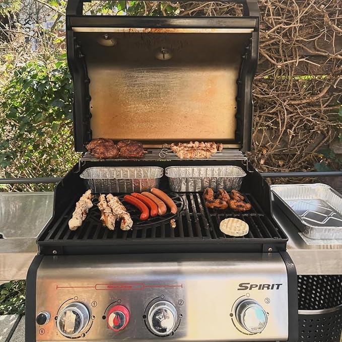 DcYourHome 7641 Warming Rack for Weber Spirit I & GS4 Spirit II 300 Series, Spirit E-310 E-315 E-320 E-335 SP310 Parts with Front Control Knobs, Genesis Silver Gold B/C, Stainless Steel 24 7/8 Inch